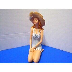 NEW Rare Tropical Deco Style Bathing Beauty Figurine Miami Beach Beach Lady